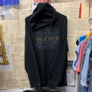 Hard Rock Cafe Black Hoodie with Red and Gray Graphic